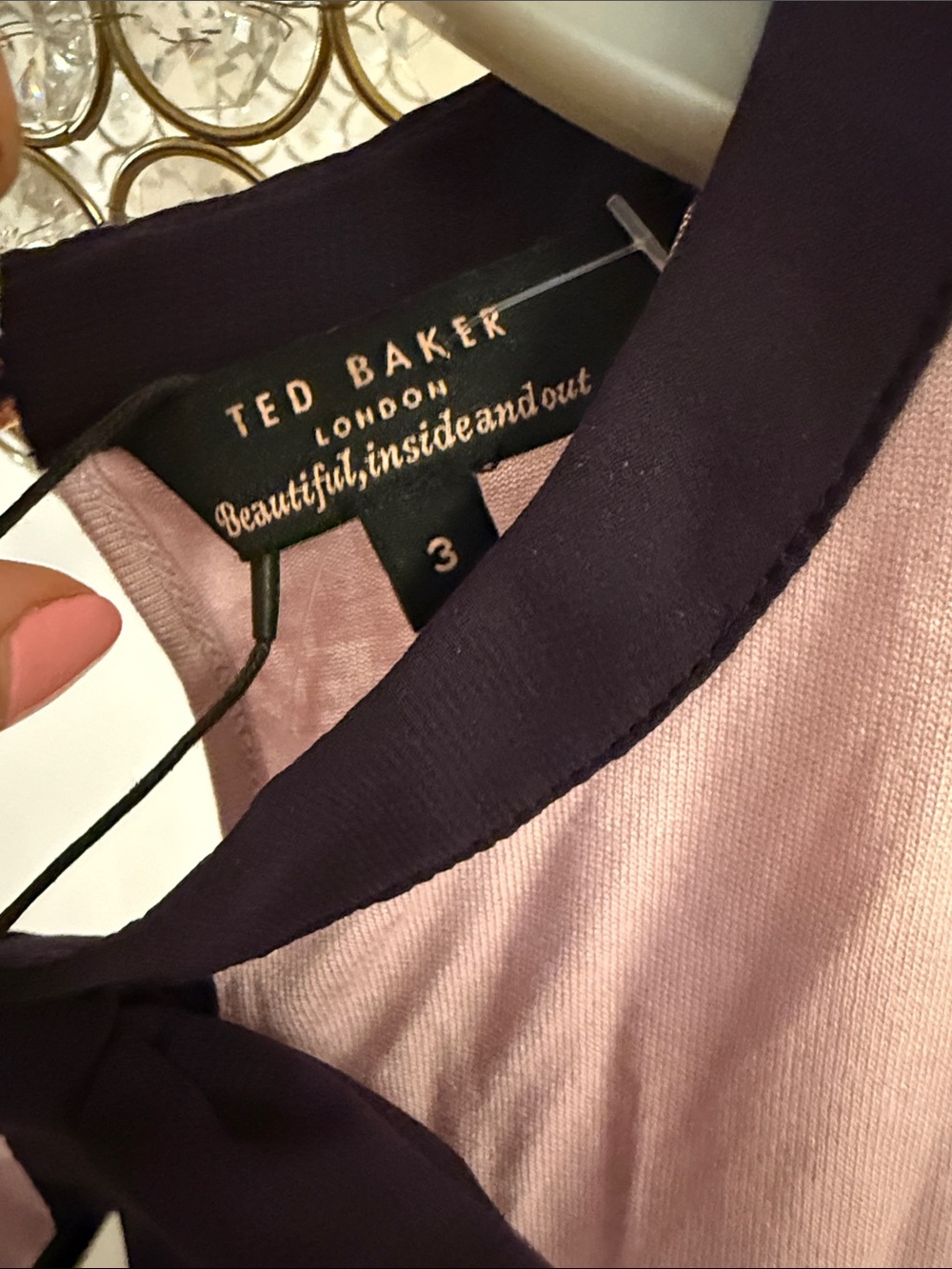 Ted Baker Pink Short-Sleeve Top with Black Bow Trim size 3 NWT - Picture 5 of 6